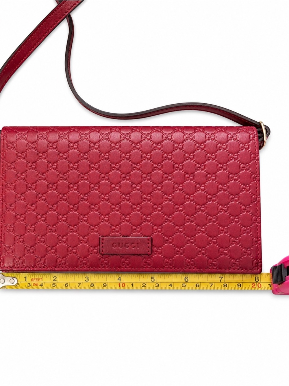 Gucci Microguccissima Leather Crossbody Wallet Bag (RED ROSSO) - Picture 10 of 11